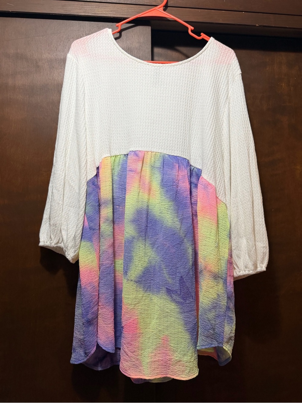 Honeyme White Top with Pastel Tie-Dye Skirt Dress